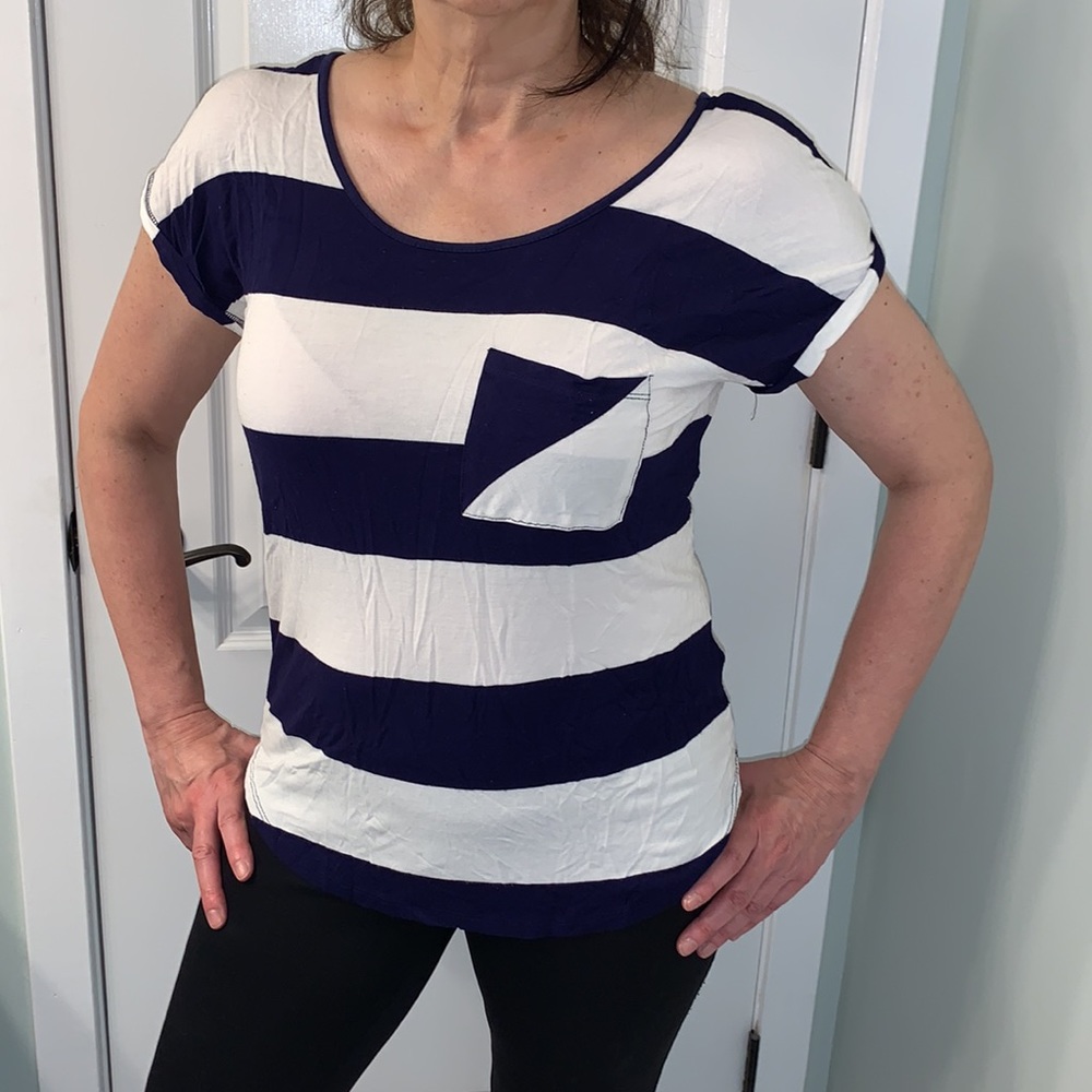 Blue & White Striped Top